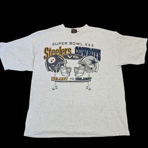 1996‎ Superbowl 30 Tshirt Cowboys Steelers Gray Sz XL NFL USA Made VTG 90s - Picture 1 of 12